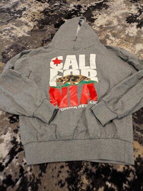 Republic Blues California Bear Graphic Gray Pullover Hoodie Size S